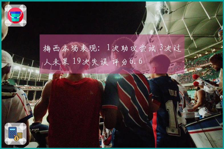 梅西本场表现：1次助攻尝试 3次过人未果 19次失误 评分6.6